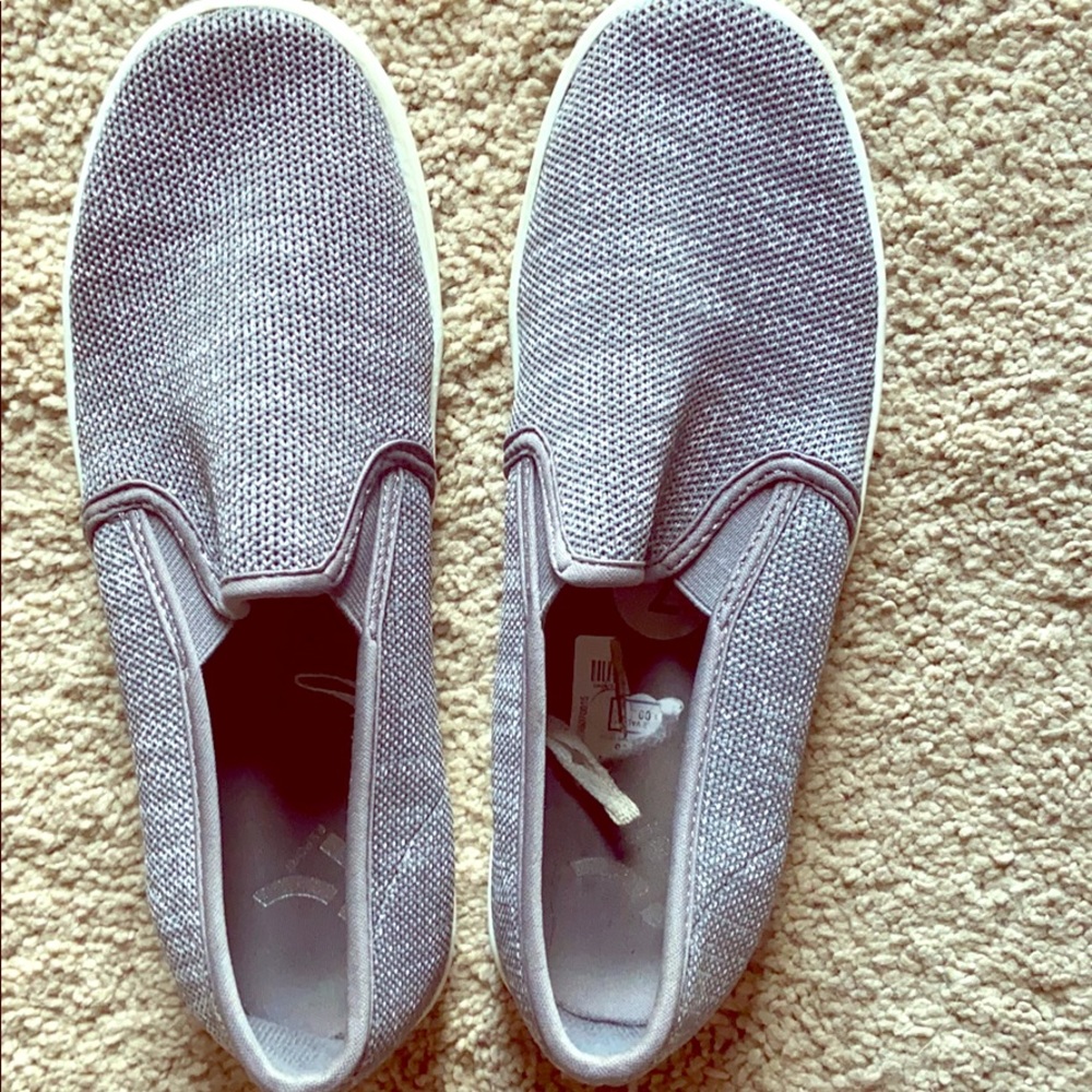Heather gray slip ons with comfortable material